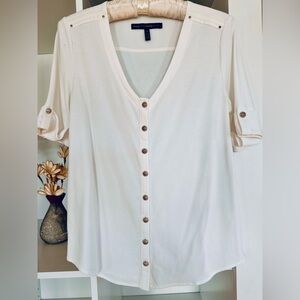 White House Black Market White Short Sleeve Top